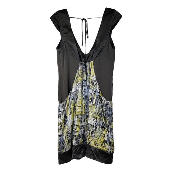 Nancy Rose Womens Lightweight Chartreuse Slip Dress Silk Gray Black Size 4 - Picture 2 of 5